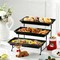 3 Tier Serving Tray, Porcelain Tiered Serving Trays Platters, 12 Inch Serving Stand with Platters,Black Dessert Stand with Collapsible Sturdier Metal Rack,Series PLAT